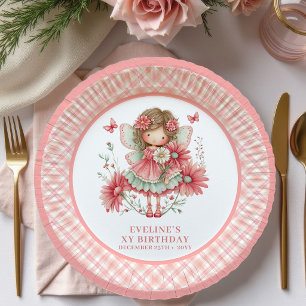 Whimsical Fairy Girl 1. Geburtstag Blush Rosa Papi Pappteller