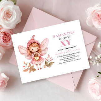 Whimsical Fairy Girl 6. Geburtstag Pinke Einladung