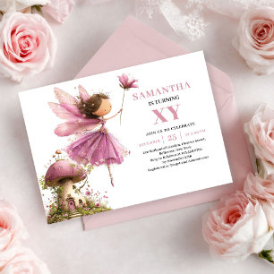 Whimsical Fairy Girl 6. Geburtstag Staubiges Rosa Einladung