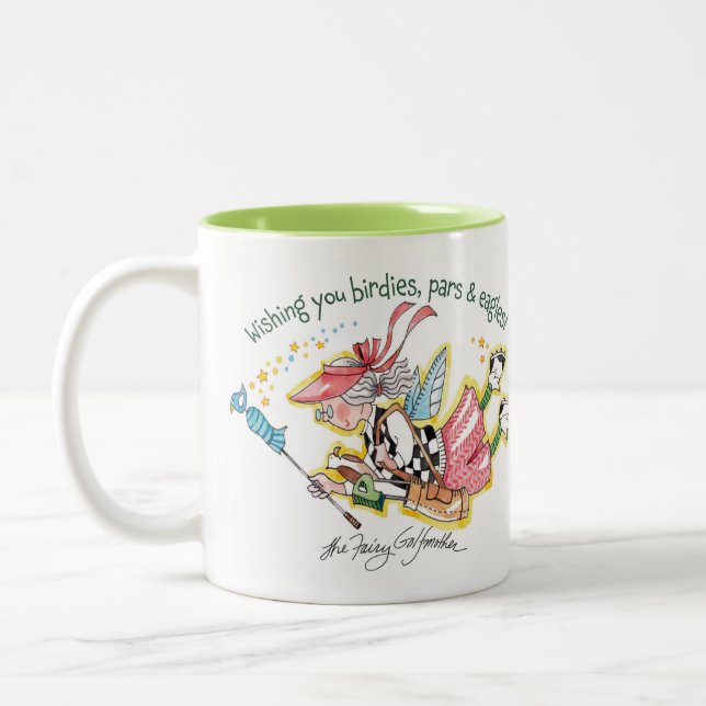 Whimsical Fairy Golfmutter Zwei-Tone-Tasse Zweifarbige Tasse (Links)