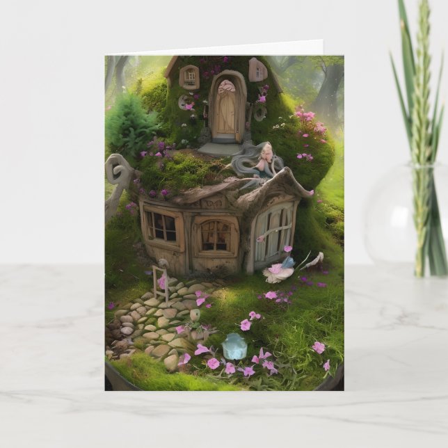 Whimsical Fairy House and Garden Karte (Vorderseite)