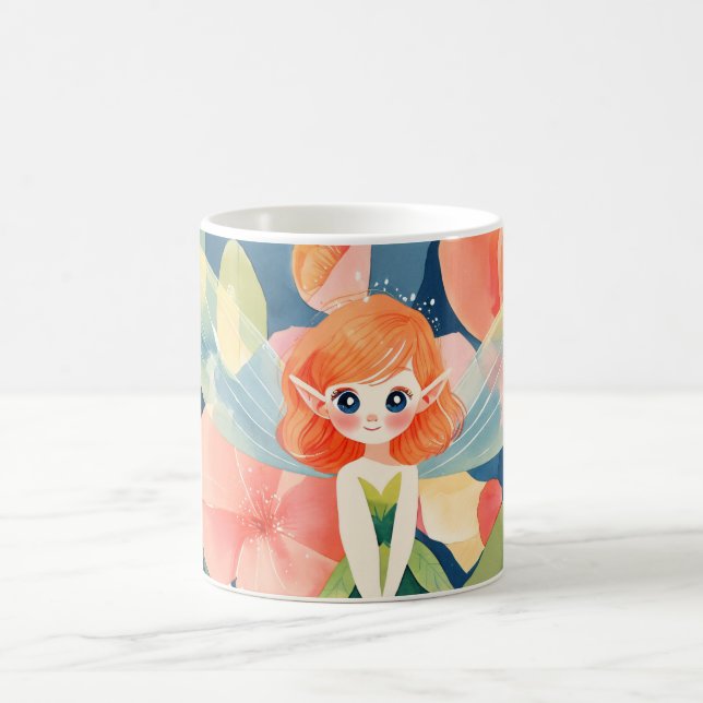 Whimsical Fairy im blühenden Blumengarten Kaffeetasse (Mittel)