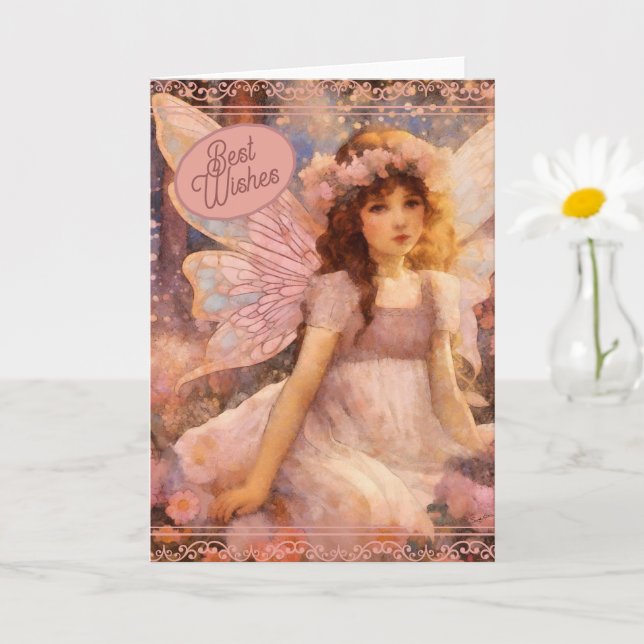 Whimsical Fairy in Dreamy Pink Blumengarten Karte (Kleine Pflanze)