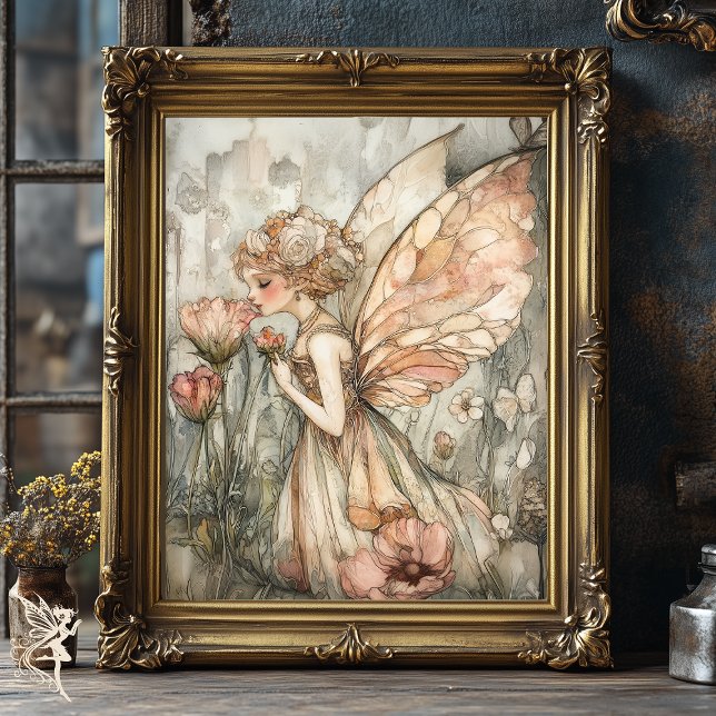 Whimsical Fairy in Hübscher Blumenkronendekoupage Seidenpapier (Von Creator hochgeladen)