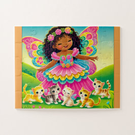WHIMSICAL "FAIRY & KITTENS" JIGSAW PUZZLE