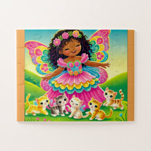 WHIMSICAL "FAIRY & KITTENS" JIGSAW PUZZLE