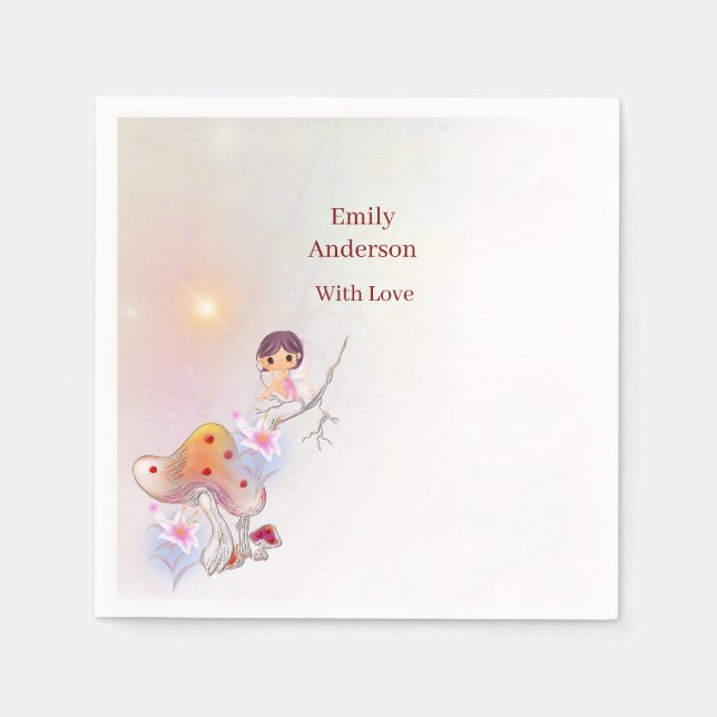Whimsical Fairy Magic 4. Geburtstag Papierserviett Serviette (Vorderseite)