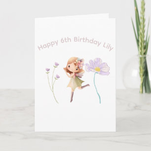 Whimsical Fairy mit Blume Geburtstag Karte