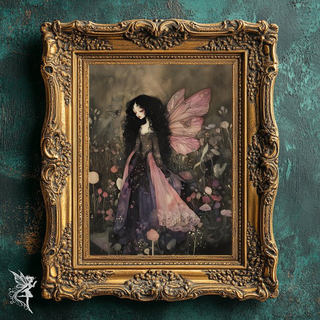 Whimsical Fairy mit Dark Moody Florals Wall Art Poster (Von Creator hochgeladen)