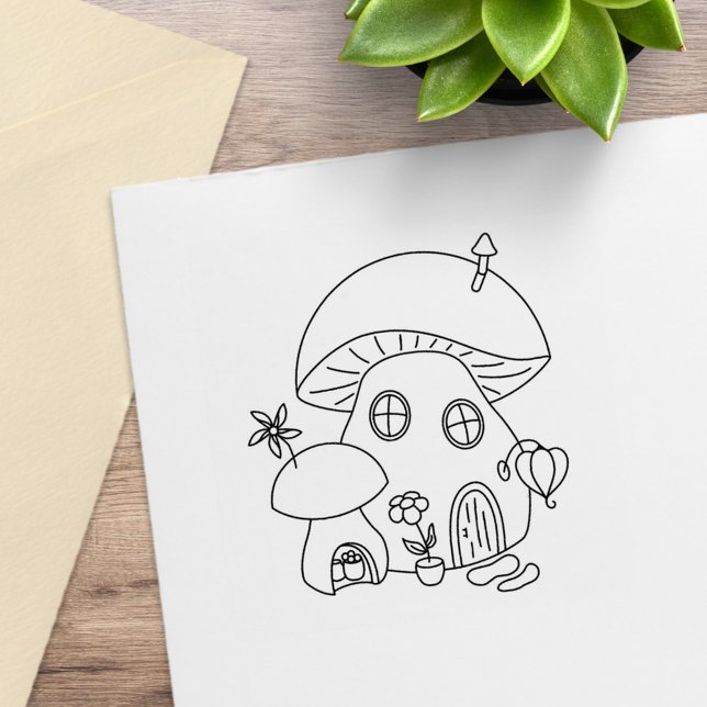Whimsical Fairy Mushroom Color Me Gummistempel (Von Creator hochgeladen)