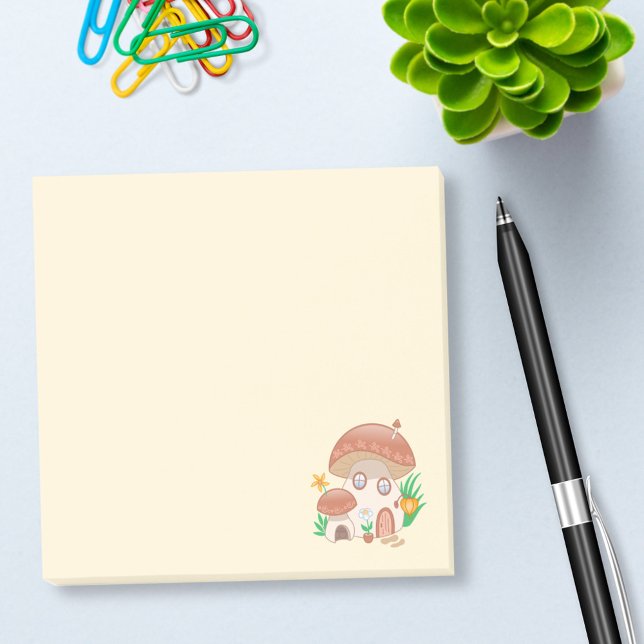 Whimsical Fairy Mushroom House Gelb Post-it Klebezettel (Von Creator hochgeladen)