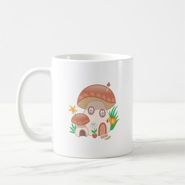 Whimsical Fairy Mushroom House Kaffeetasse (Links)
