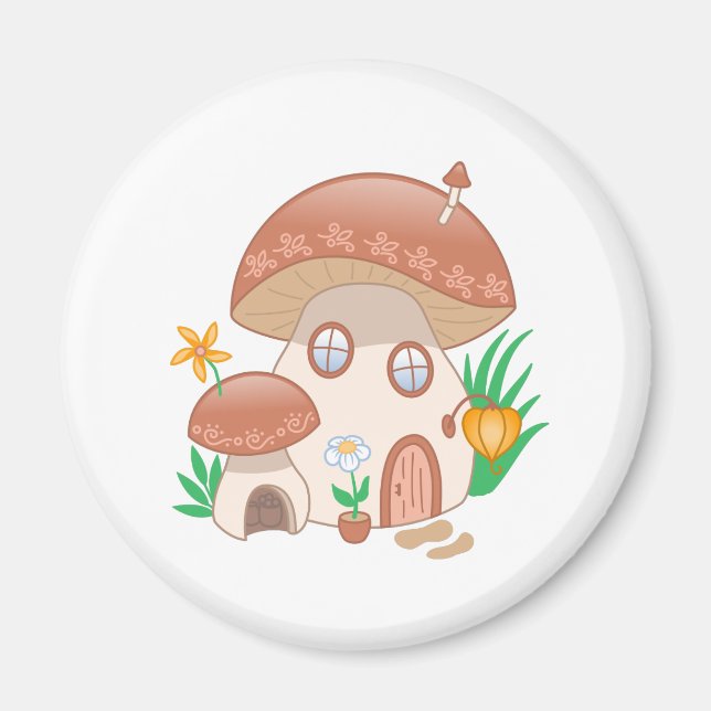 Whimsical Fairy Mushroom House Magnet (Vorne)