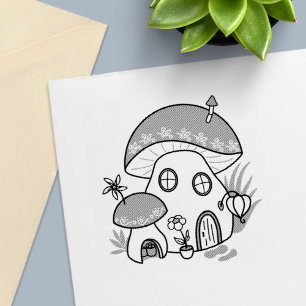 Whimsical Fairy Mushroom House Permastempel