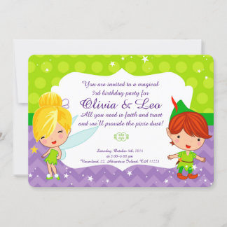 Whimsical Fairy Party Einladung für Zwillinge