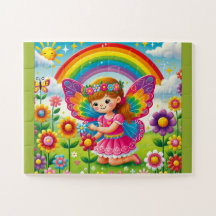 WHIMSICAL "FAIRY PICKING BLUME" JIGSAW PUZZLE