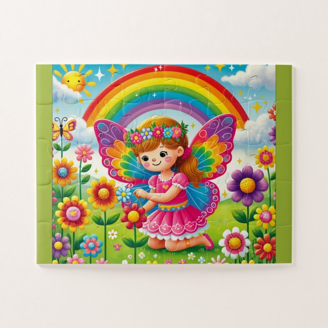 WHIMSICAL "FAIRY PICKING BLUME" JIGSAW PUZZLE (Horizontal)