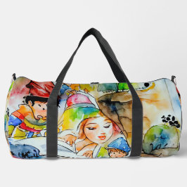 Whimsical Fairy Tale Illustration Duffle Bag
