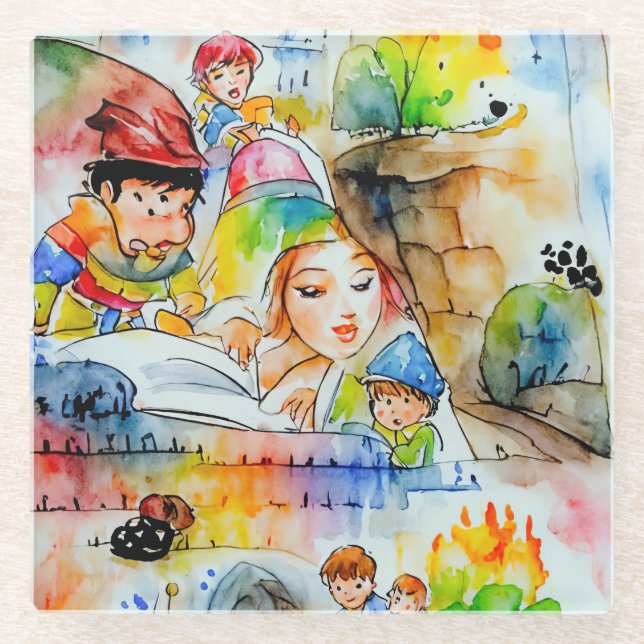 Whimsical Fairy Tale Illustration Glasuntersetzer (Vorderseite)