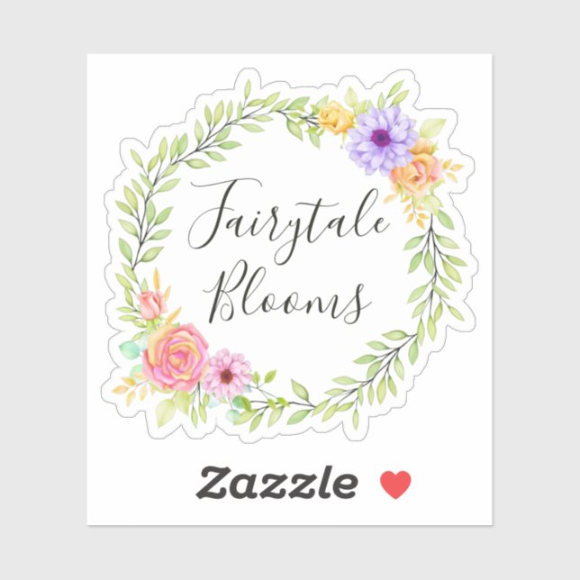 Whimsical Fairy Tale Rose Blumenschrift Logo Aufkleber (Blatt)