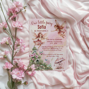 Whimsical Fairy-Themed 1. Geburtstag Einladung