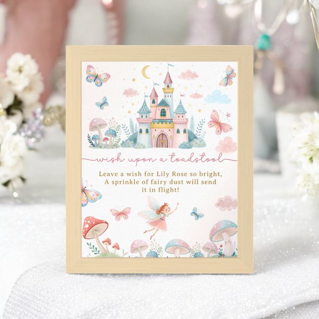 Whimsical Fairy Wish Sign 1. Geburtstag Party Poster (Whimsical Fairy Wish Sign 1st Birthday Party)