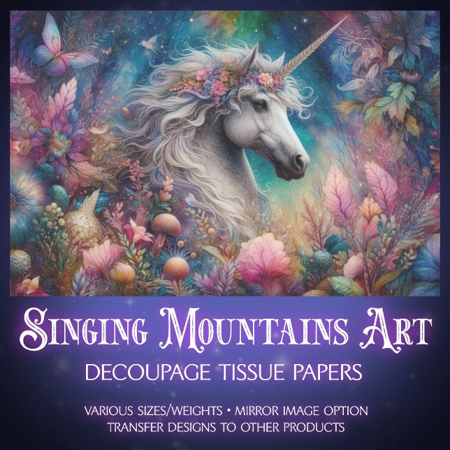 Whimsical Fairytale Forest Unicorn Decoupage Seidenpapier (Von Creator hochgeladen)