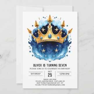 Whimsical Fairytale Prince Crown Geburtstag Einladung
