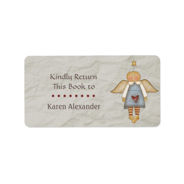 Whimsical Faith Angel Book Return Adressaufkleber (Vorne)