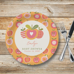 Whimsical Fall Apple Thema Baby Dusche Orange Pappteller