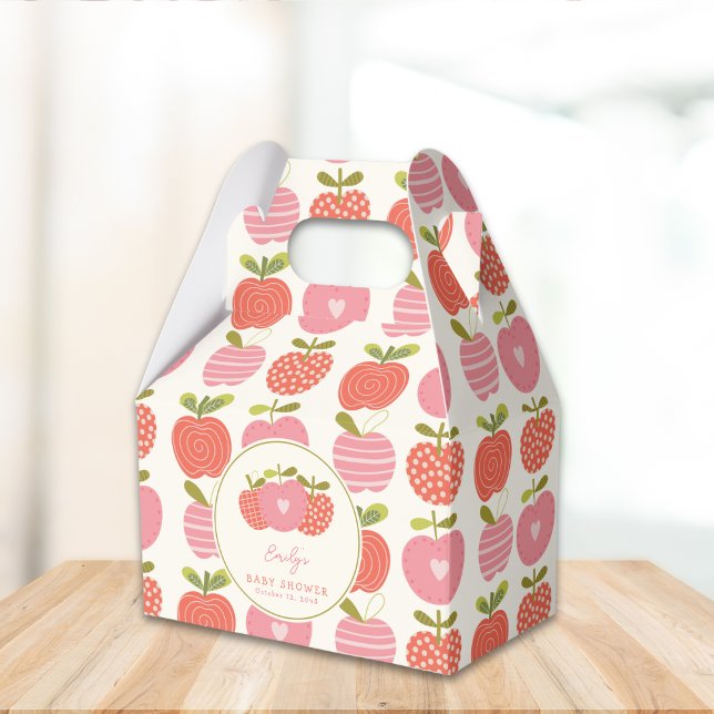 Whimsical Fall Apple Thema Baby Dusche Rosa Red Geschenkschachtel (Von Creator hochgeladen)