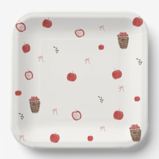 Whimsical Fall-Bow-Apple-unserer-Augen-Baby-Party  Pappteller (Vorderseite)