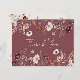 Whimsical Fall Drill Floral Wedding Vielen Dank Postkarte