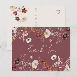 Whimsical Fall Drill Floral Wedding Vielen Dank Postkarte