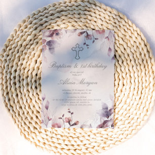 Whimsical Fall Floral Baptisse ersten Geburtstag Einladung
