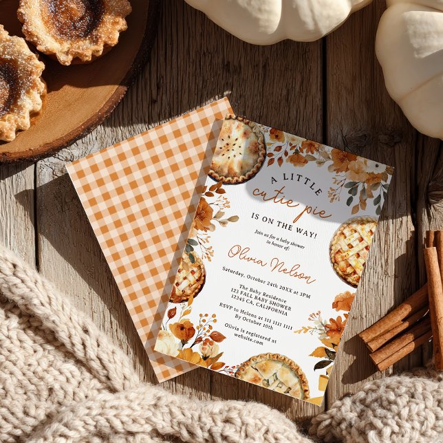 Whimsical Fall Floral Kleine Süsse Pie Baby Dusche Einladung (Whimsical Fall Floral Little Cutie Pie Baby Shower Invitation)