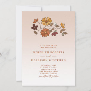 Whimsical Fall Floral QR Code Hochzeit Einladung