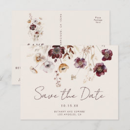 Whimsical Fall Floral Wedding Save the Date Postkarte