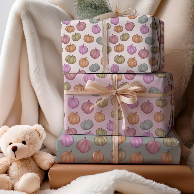 Whimsical Fall Pastel Pumpkin-Muster Geschenkpapier Set (Von Creator hochgeladen)