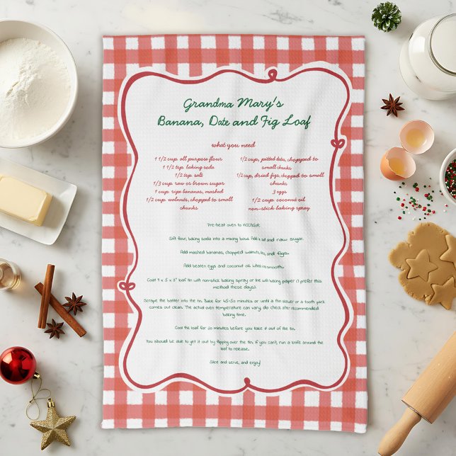 Whimsical Family Recipe Red Gingham  Geschirrtuch (Von Creator hochgeladen)
