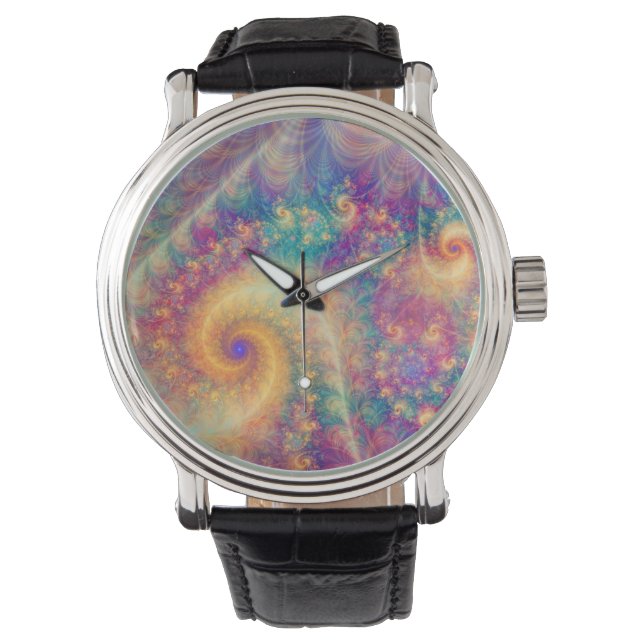 Whimsical Fantasy Abstract Fractal Vortex Art Armbanduhr (Vorderseite)