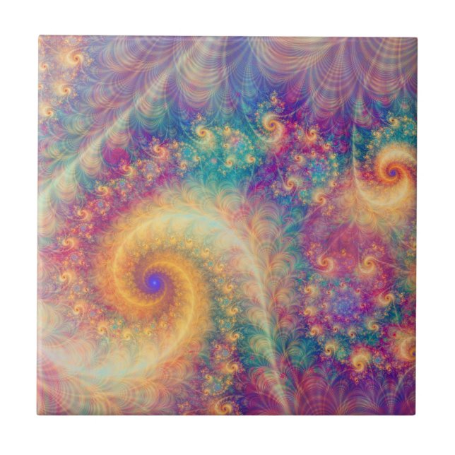 Whimsical Fantasy Abstract Fractal Vortex Art Fliese (Vorderseite)