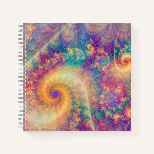 Whimsical Fantasy Abstract Fractal Vortex Art Notizbuch (Vorderseite)