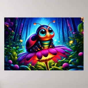 Whimsical Fantasy bun neon traumhafte Natur Poster