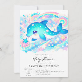 Whimsical Fantasy Dolphin Baby Dusche Einladung