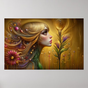 Whimsical Fantasy Floral Weiblichkeit Anderswo Poster