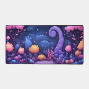 Whimsical Fantasy Forest mit leuchtend rosa Bäume Schreibtischunterlage