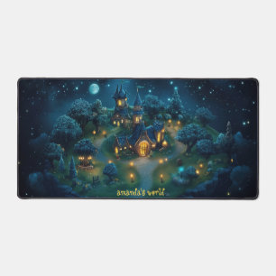 Whimsical Fantasy Forest mit leuchtend rosa Bäume Schreibtischunterlage
