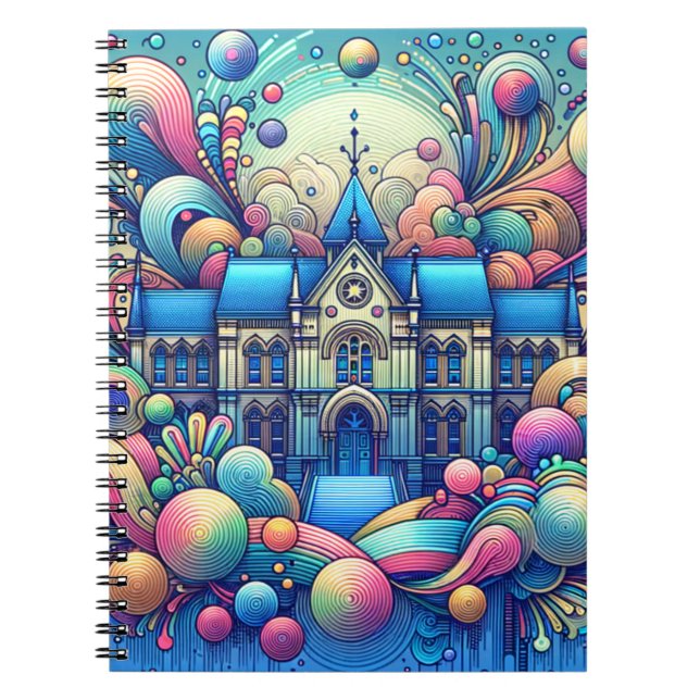 Whimsical Fantasy Gebäude Art Notebook Notizblock (Vorderseite)