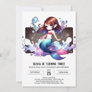 Whimsical Fantasy Mermaid Geburtstag Einladung